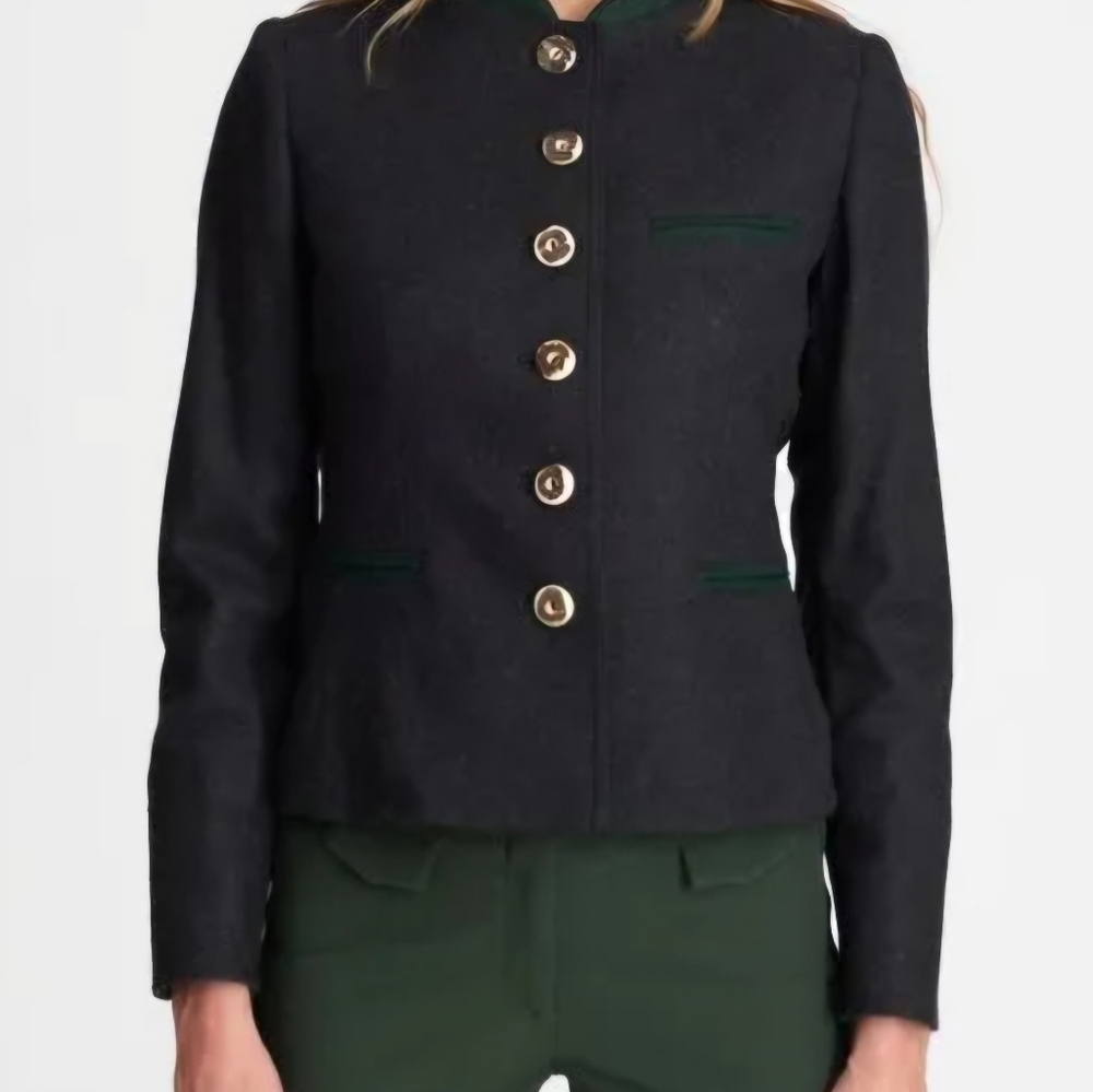 Women's Black Button-Up Jacket Wool